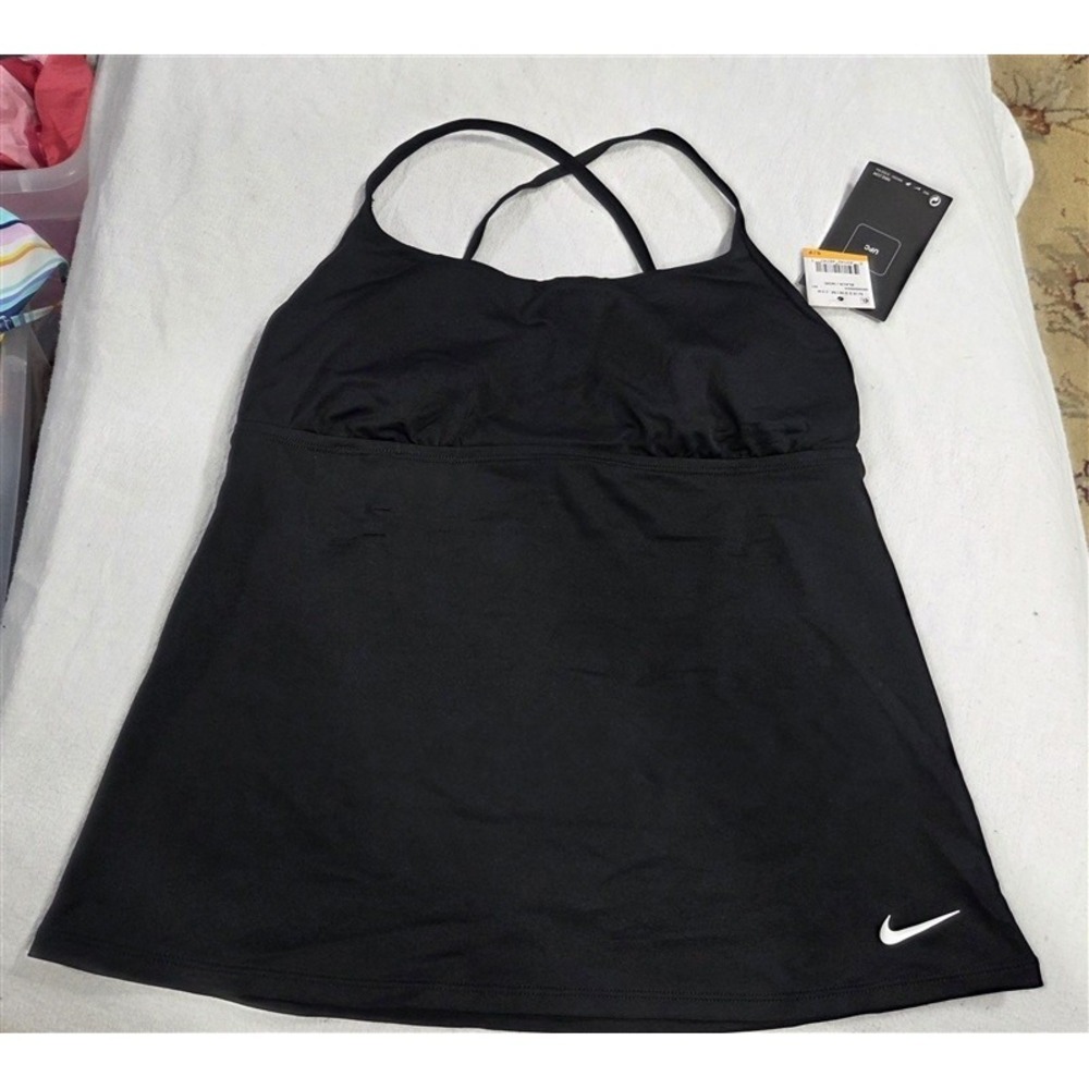 NWOT Nike S Black Illusion Cross-Back Tankini Top 130542